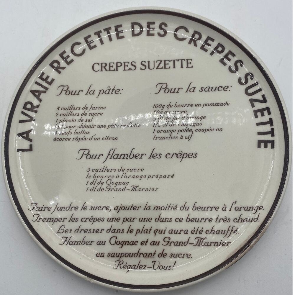 vtg French Crepe Plate decor recipe french ceramic Bought in France at Boot Sale